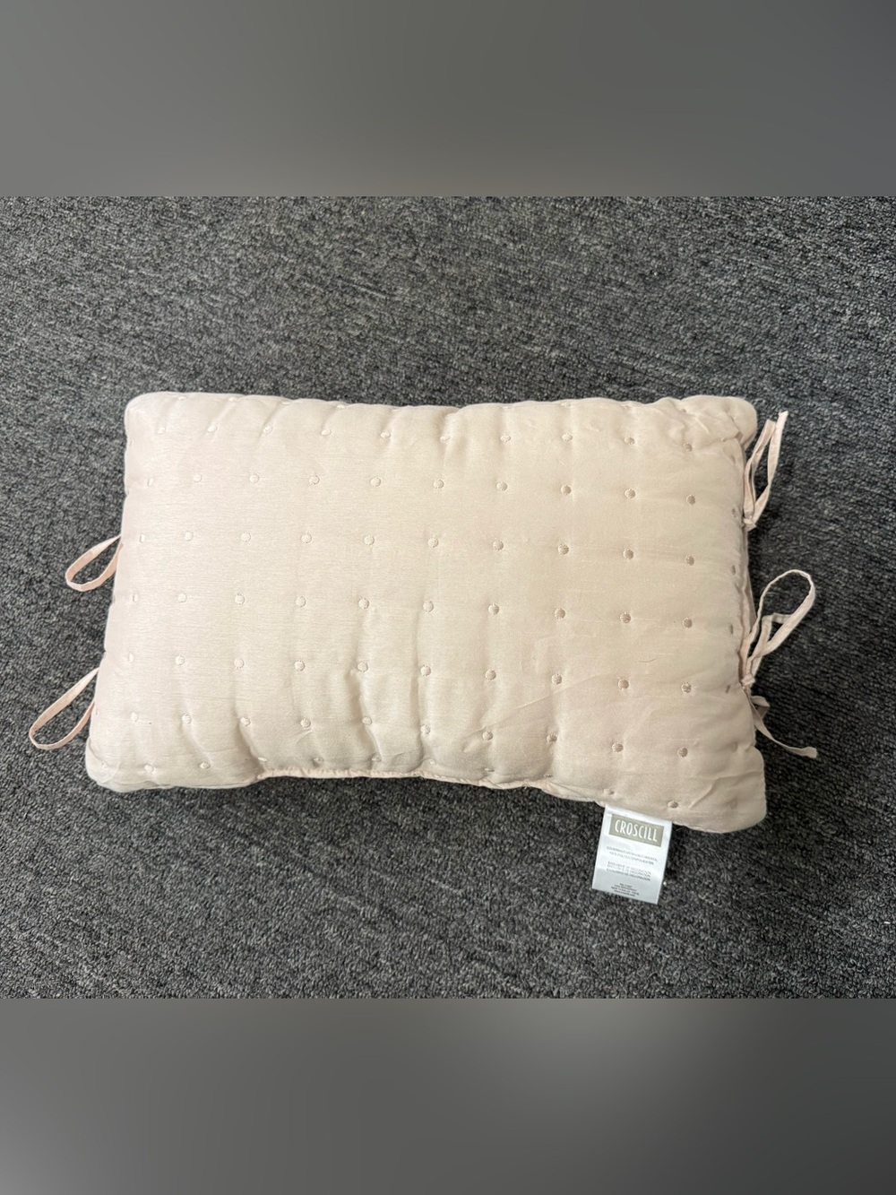 Croscill Pale Pink Tufted Decorative Bed Pillow with Ties